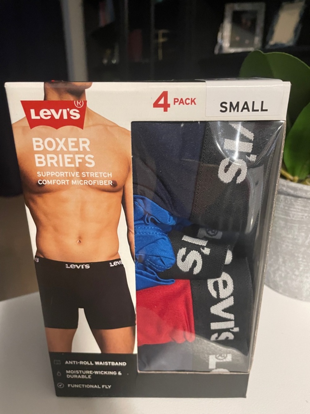 Levi's Men's 4-Pack Boxer Briefs - Black, Blue, Red